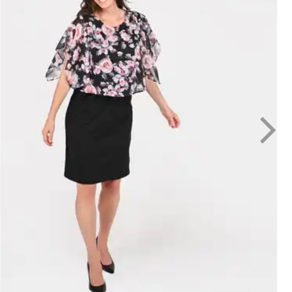 Tamsy Black Floral Dress with Overlay Size 3X Color Black new with tags